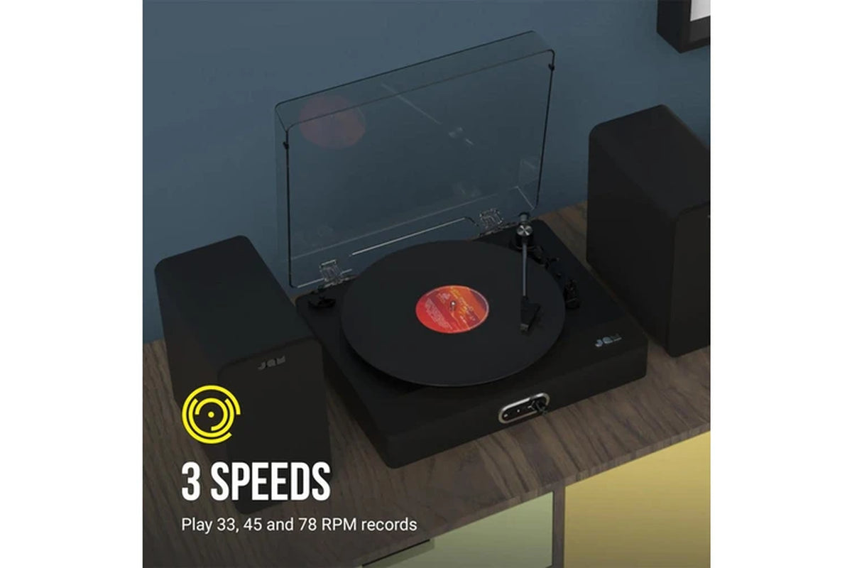 Sound Stream+ Bluetooth 5.1 Home Vinyl Record Player Turntable Set Black