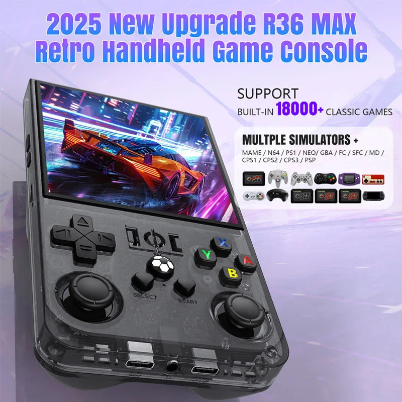 R36MAX Retro Handheld Video Game Console Linux System 4.0 Inch IPS Screen R36S Portable Pocket Video Player 128GB Games Gift