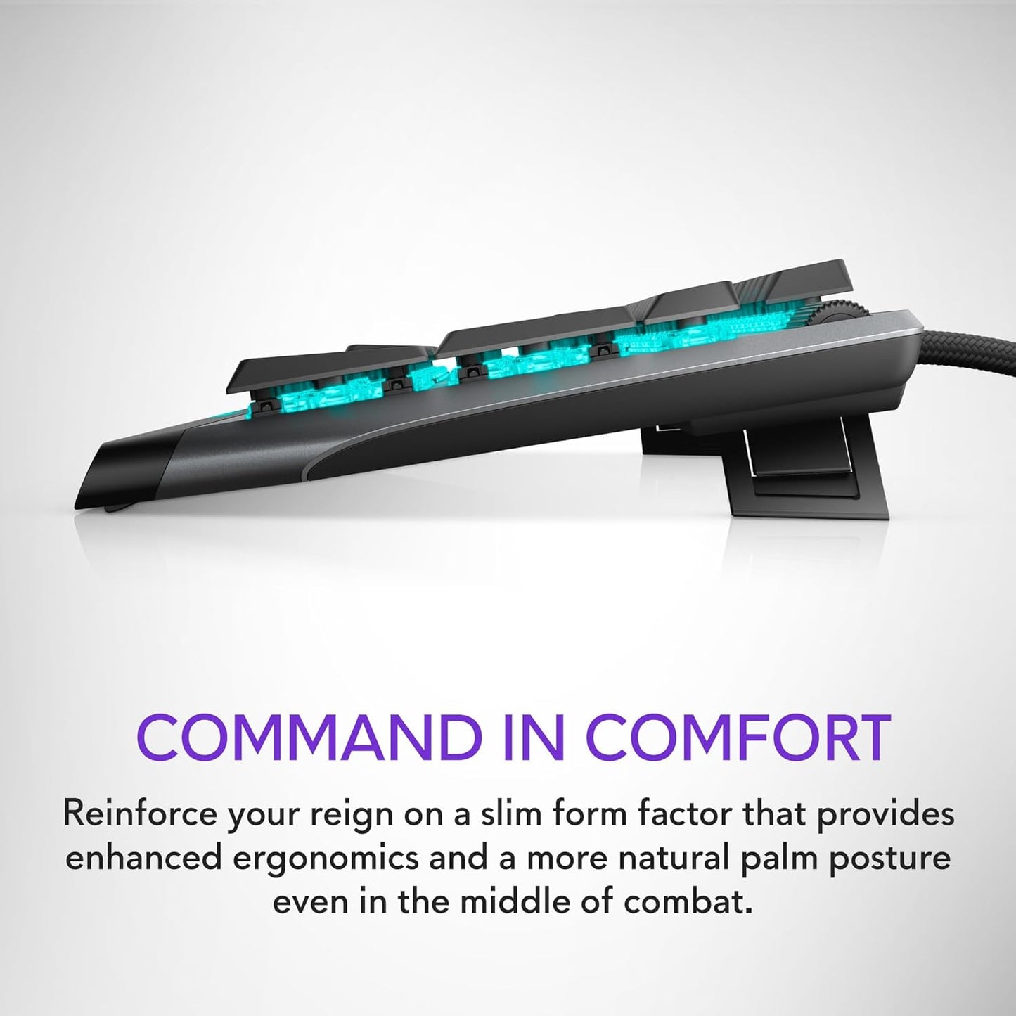 Low-Profile RGB Gaming Keyboard AW510K, Alienfx per Key RGB LED Color Backlighting, Media CONTROLS & USB Passthrough, Cherry MX Low Profile Red Switches